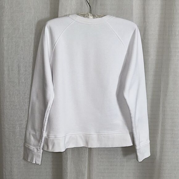 Athleta S White Limitless Printed Graphic Crewneck  Fleece Interior Pullover - Picture 3 of 14